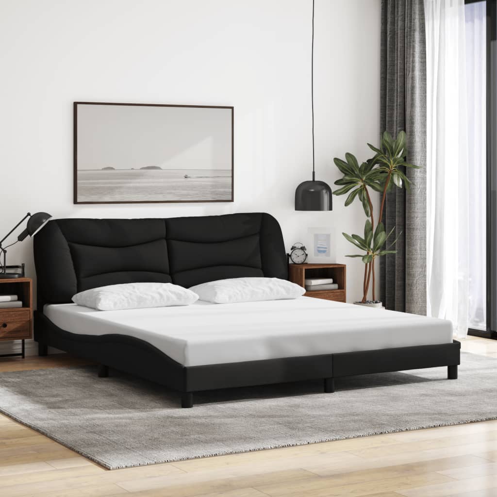 Bedframe zonder matras "Hvar" stof zwart 180x200 cm is nu te koop bij PeponiXL, paradijselijk wonen!