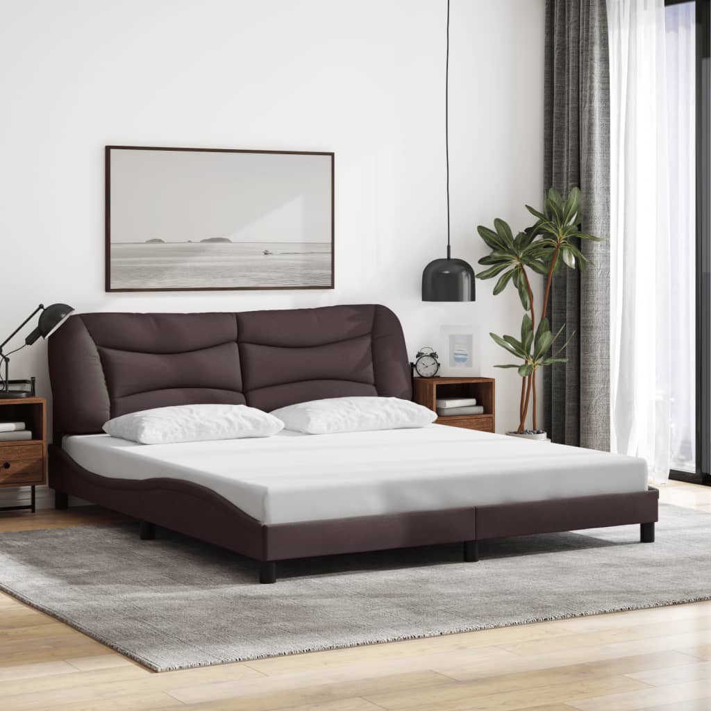 Bedframe zonder matras "Hvar" stof donkerbruin 180x200 cm is nu te koop bij PeponiXL, paradijselijk wonen!