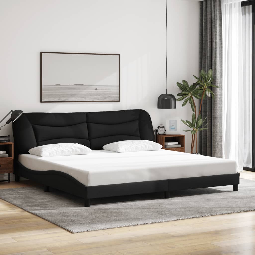 Bedframe zonder matras "Hvar" stof zwart 200x200 cm is nu te koop bij PeponiXL, paradijselijk wonen!