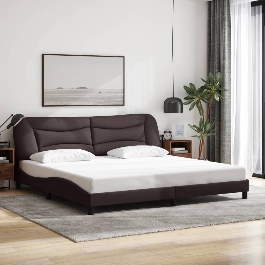 Bedframe zonder matras "Hvar" stof donkerbruin 200x200 cm is nu te koop bij PeponiXL, paradijselijk wonen!