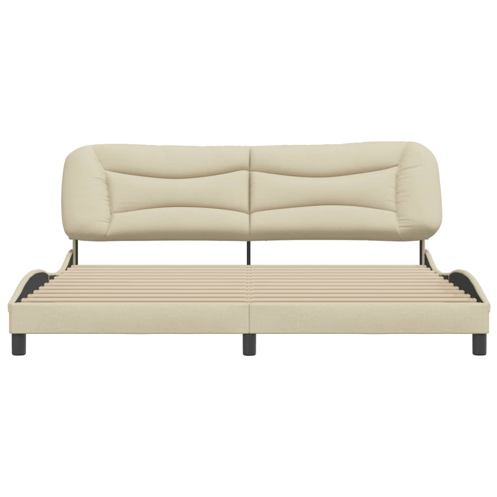 Bedframe zonder matras "Hvar" stof crèmekleurig 200x200 cm is nu te koop bij PeponiXL, paradijselijk wonen!