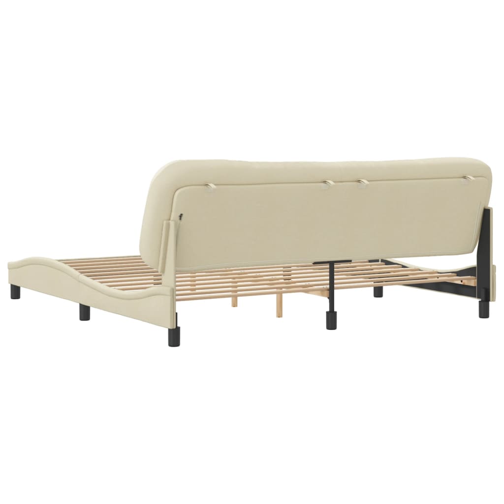 Bedframe zonder matras "Hvar" stof crèmekleurig 200x200 cm is nu te koop bij PeponiXL, paradijselijk wonen!