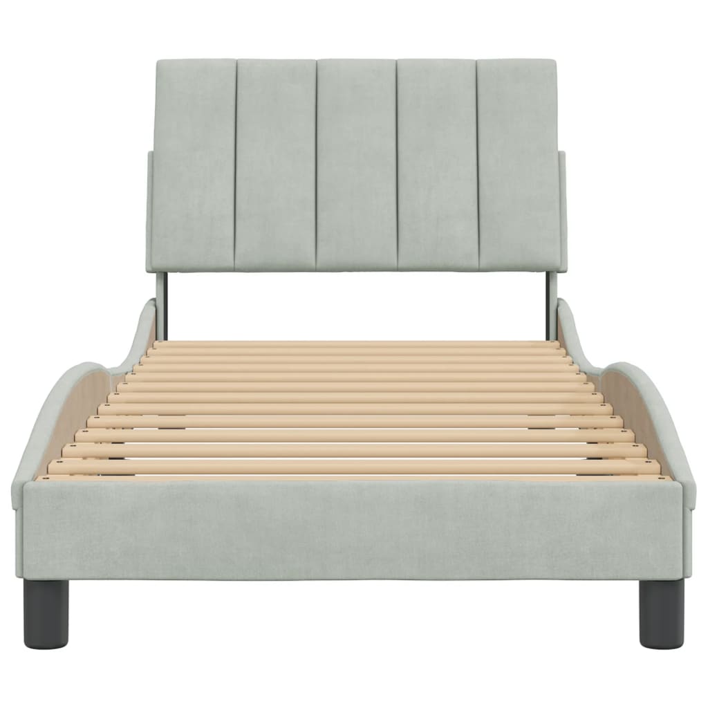Bedframe zonder matras "Hanko" 80x200 cm fluweel lichtgrijs is nu te koop bij PeponiXL, paradijselijk wonen!