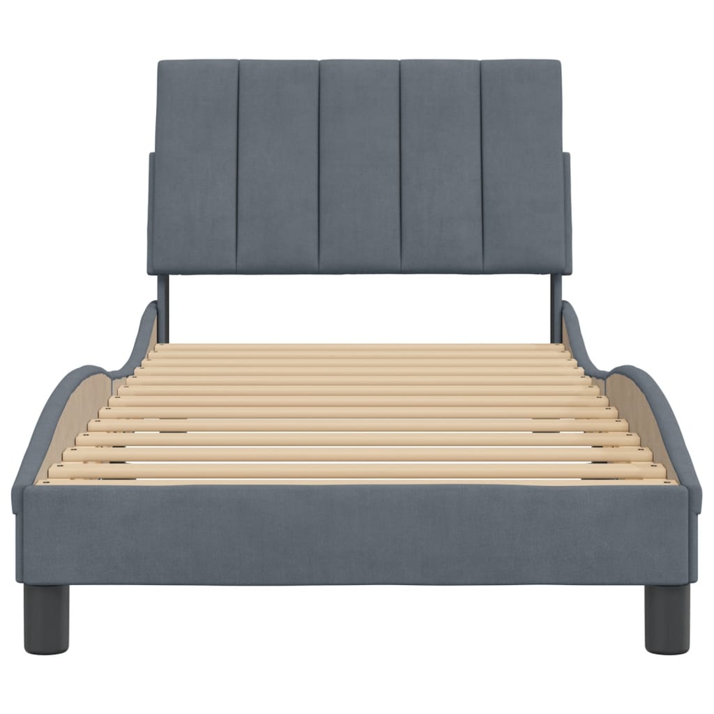 Bedframe zonder matras "Hanko" 80x200 cm fluweel donkergrijs is nu te koop bij PeponiXL, paradijselijk wonen!