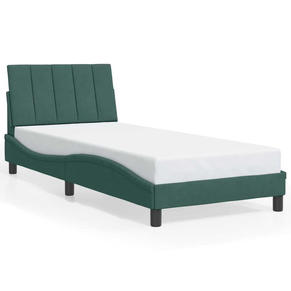 Bedframe zonder matras "Hanko" 80x200 cm fluweel donkergroen is nu te koop bij PeponiXL, paradijselijk wonen!