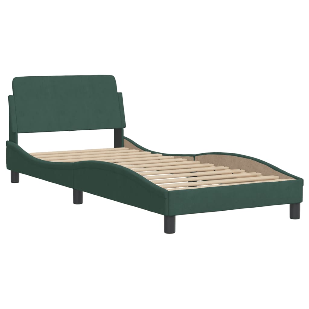 Bedframe zonder matras "Hanko" 80x200 cm fluweel donkergroen is nu te koop bij PeponiXL, paradijselijk wonen!