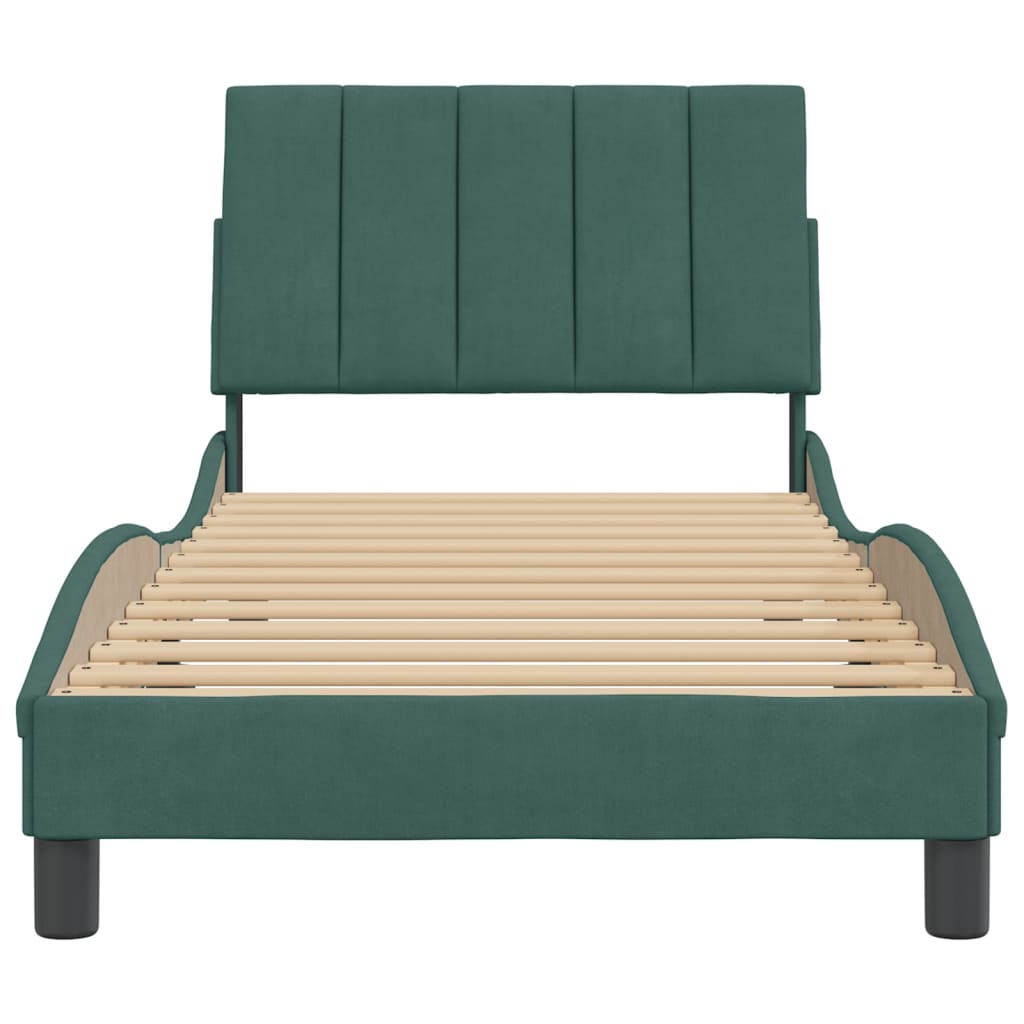 Bedframe zonder matras "Hanko" 80x200 cm fluweel donkergroen is nu te koop bij PeponiXL, paradijselijk wonen!