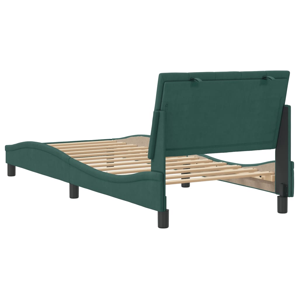 Bedframe zonder matras "Hanko" 80x200 cm fluweel donkergroen is nu te koop bij PeponiXL, paradijselijk wonen!