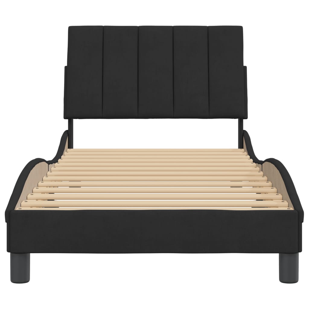 Bedframe zonder matras "Hanko" fluweel zwart 90x190 cm is nu te koop bij PeponiXL, paradijselijk wonen!