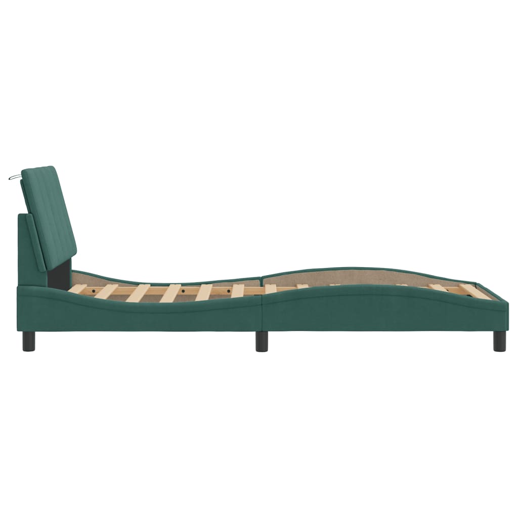Bedframe zonder matras "Hanko" 90x190 cm fluweel donkergroen is nu te koop bij PeponiXL, paradijselijk wonen!