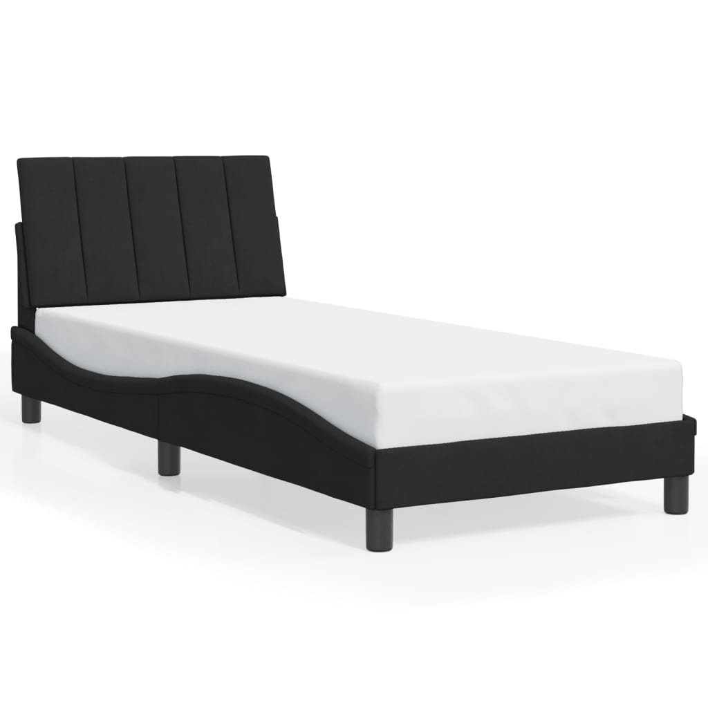 Bedframe zonder matras "Hanko" fluweel zwart 90x200 cm is nu te koop bij PeponiXL, paradijselijk wonen!