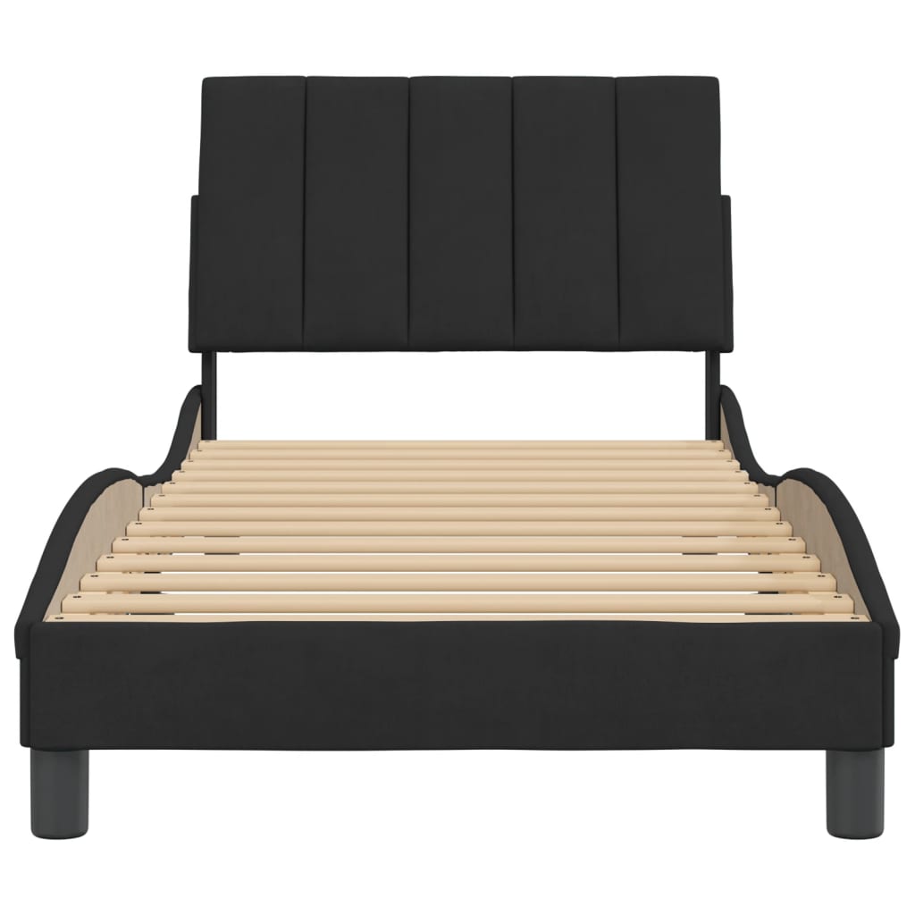 Bedframe zonder matras "Hanko" fluweel zwart 90x200 cm is nu te koop bij PeponiXL, paradijselijk wonen!