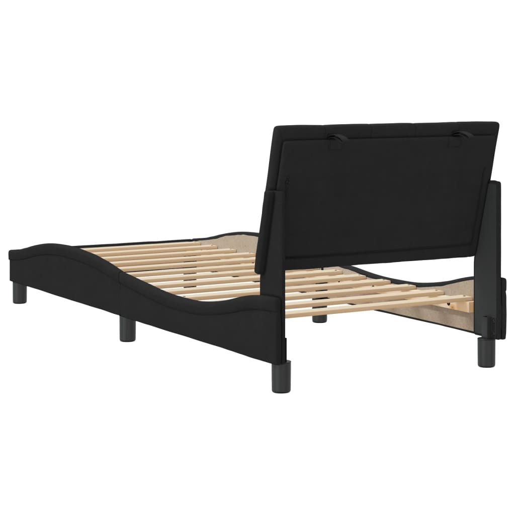 Bedframe zonder matras "Hanko" fluweel zwart 90x200 cm is nu te koop bij PeponiXL, paradijselijk wonen!