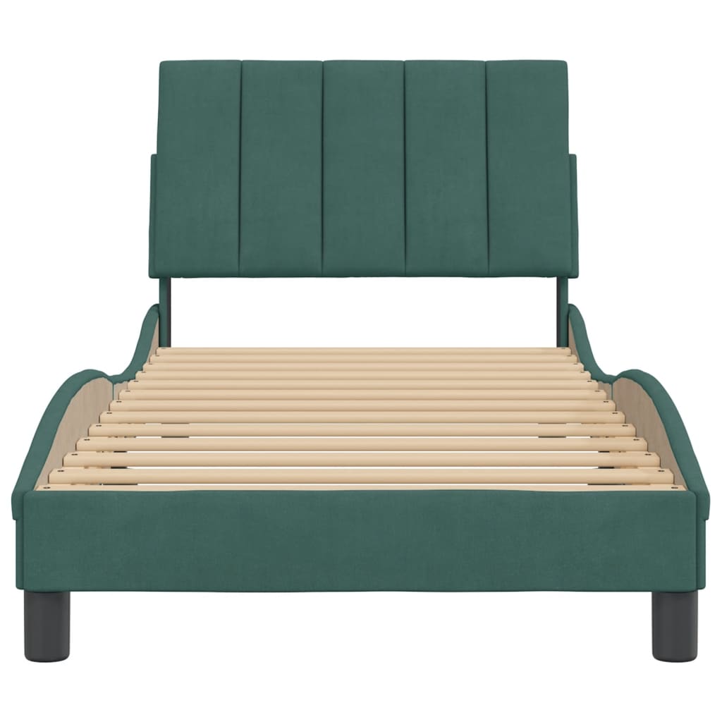 Bedframe zonder matras "Hanko" 90x200 cm fluweel donkergroen is nu te koop bij PeponiXL, paradijselijk wonen!