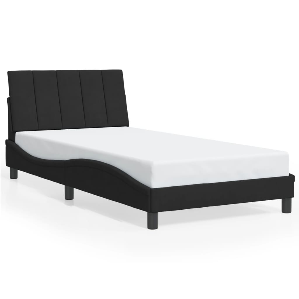 Bedframe zonder matras "Hanko" 100x200 cm fluweel zwart is nu te koop bij PeponiXL, paradijselijk wonen!