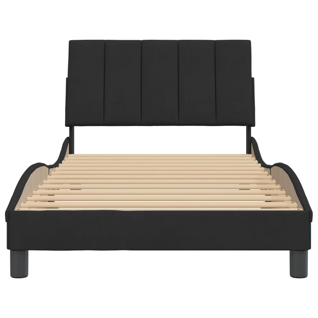 Bedframe zonder matras "Hanko" 100x200 cm fluweel zwart is nu te koop bij PeponiXL, paradijselijk wonen!