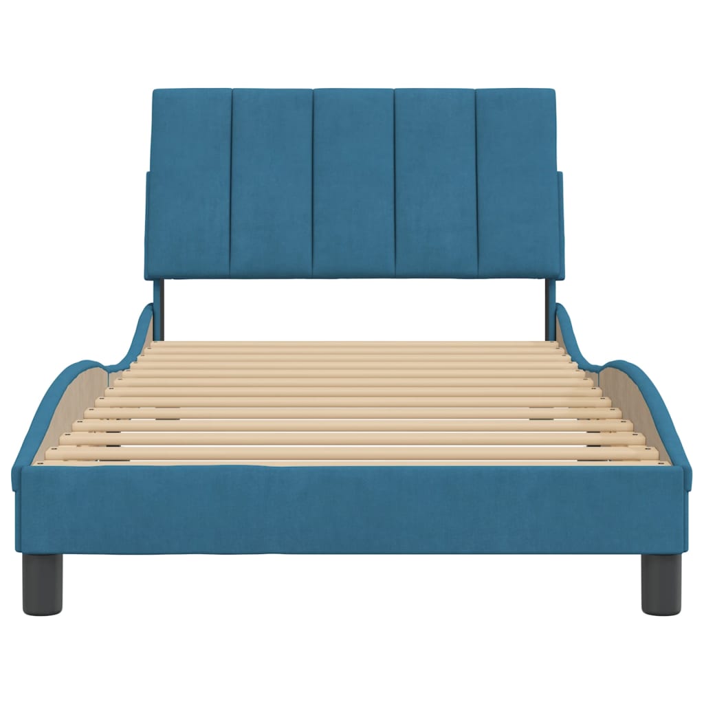 Bedframe zonder matras "Hanko" fluweel blauw 100x200 cm is nu te koop bij PeponiXL, paradijselijk wonen!
