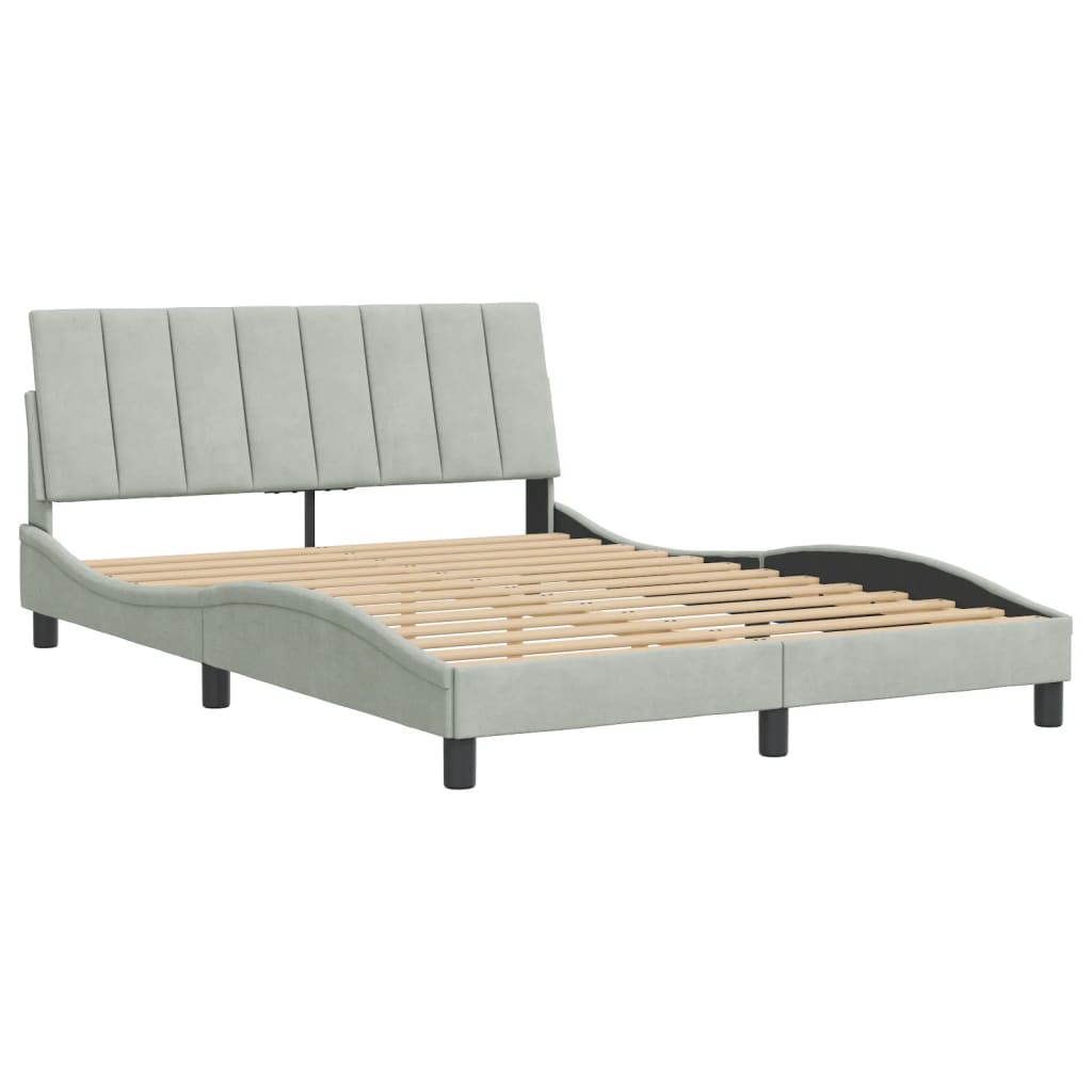 Bedframe zonder matras "Hanko" 120x200 cm fluweel lichtgrijs is nu te koop bij PeponiXL, paradijselijk wonen!