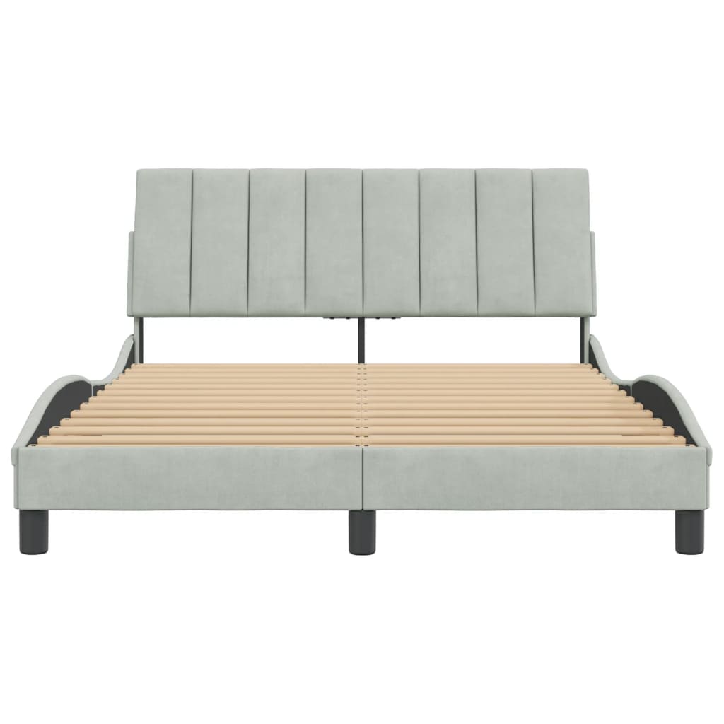 Bedframe zonder matras "Hanko" 120x200 cm fluweel lichtgrijs is nu te koop bij PeponiXL, paradijselijk wonen!