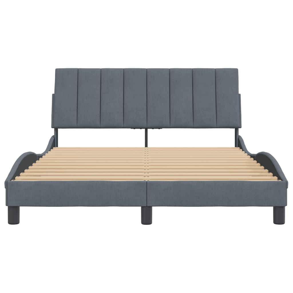 Bedframe zonder matras "Hanko" 120x200 cm fluweel donkergrijs is nu te koop bij PeponiXL, paradijselijk wonen!