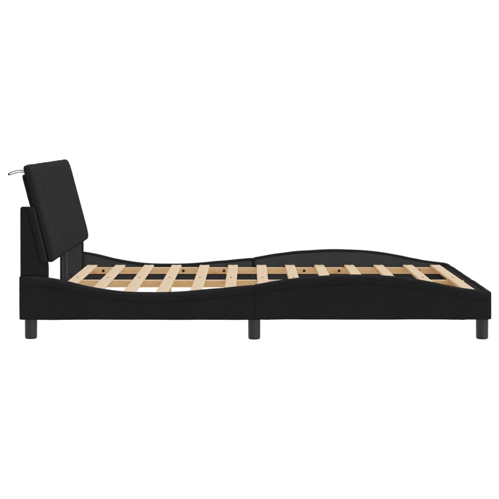 Bedframe zonder matras "Hanko" 120x200 cm fluweel zwart is nu te koop bij PeponiXL, paradijselijk wonen!