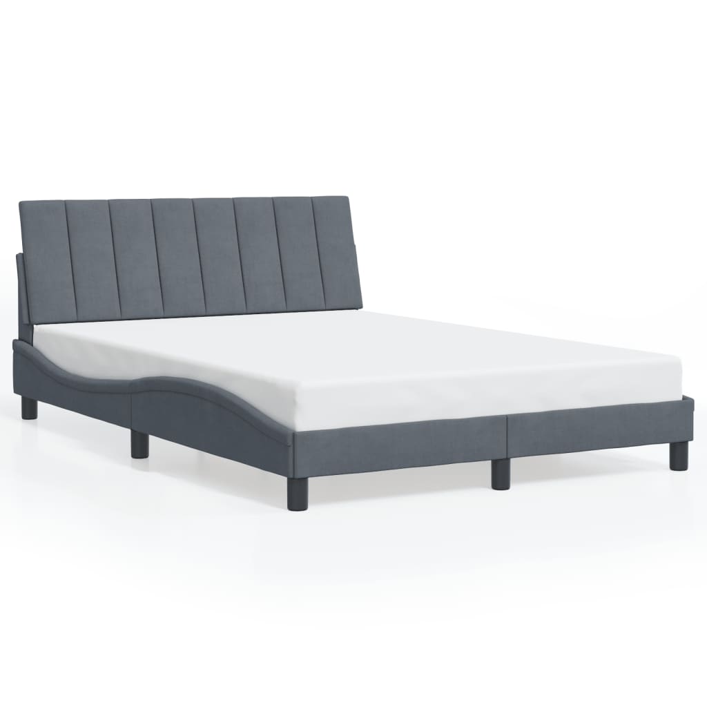 Bedframe zonder matras "Hanko" 140x190 cm fluweel donkergrijs is nu te koop bij PeponiXL, paradijselijk wonen!