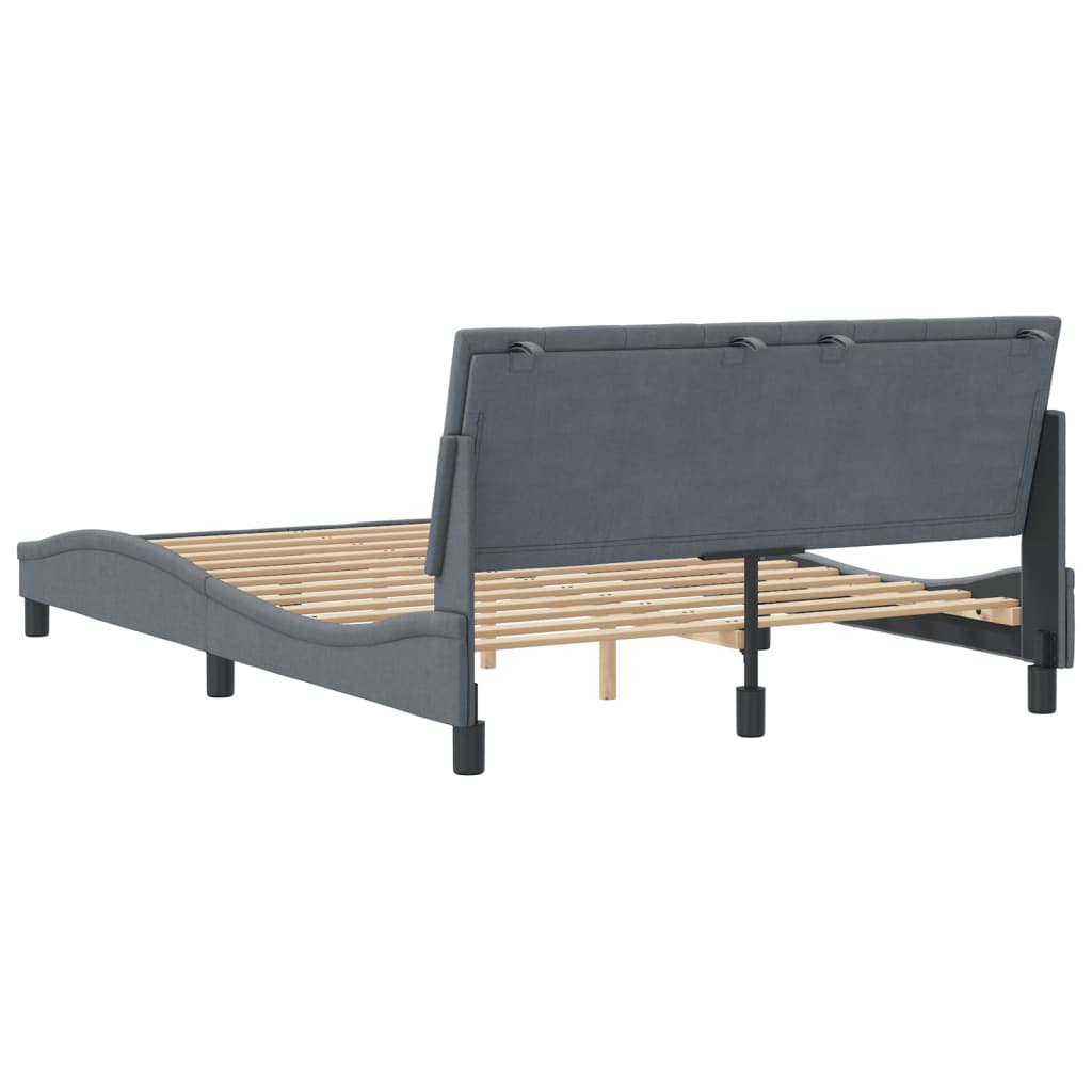 Bedframe zonder matras "Hanko" 140x190 cm fluweel donkergrijs is nu te koop bij PeponiXL, paradijselijk wonen!