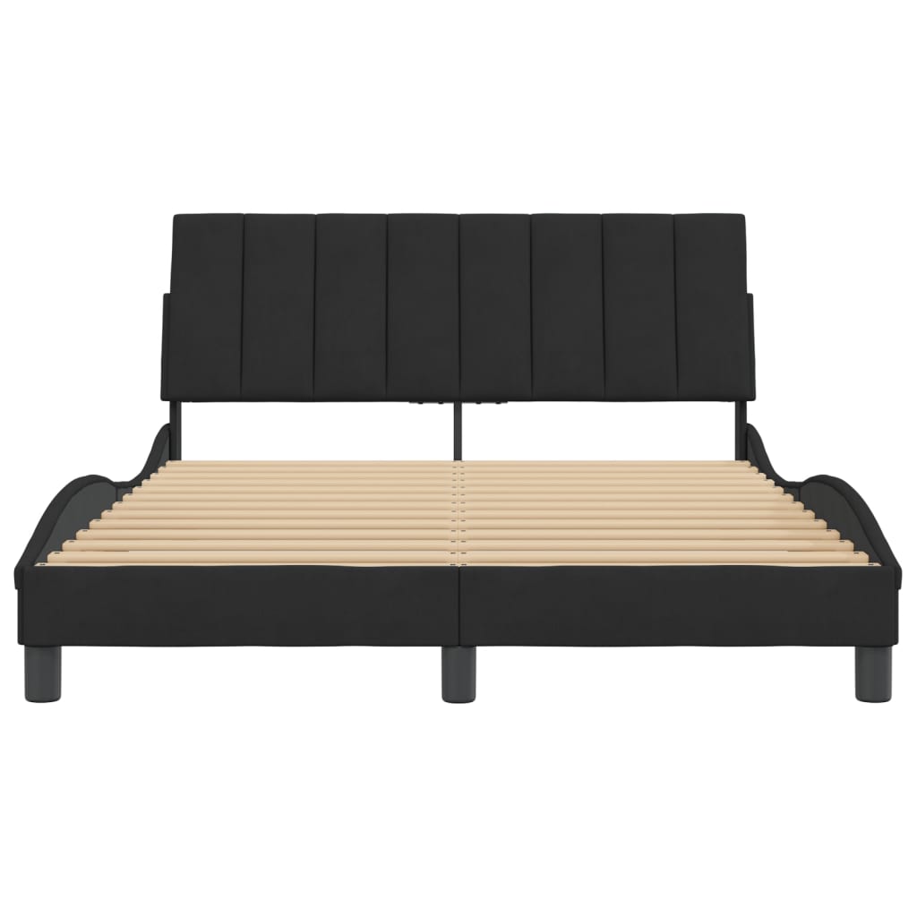 Bedframe zonder matras "Hanko" 140x190 cm fluweel zwart is nu te koop bij PeponiXL, paradijselijk wonen!