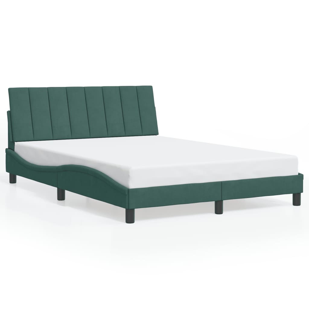 Bedframe zonder matras "Hanko" 140x190 cm fluweel donkergroen is nu te koop bij PeponiXL, paradijselijk wonen!