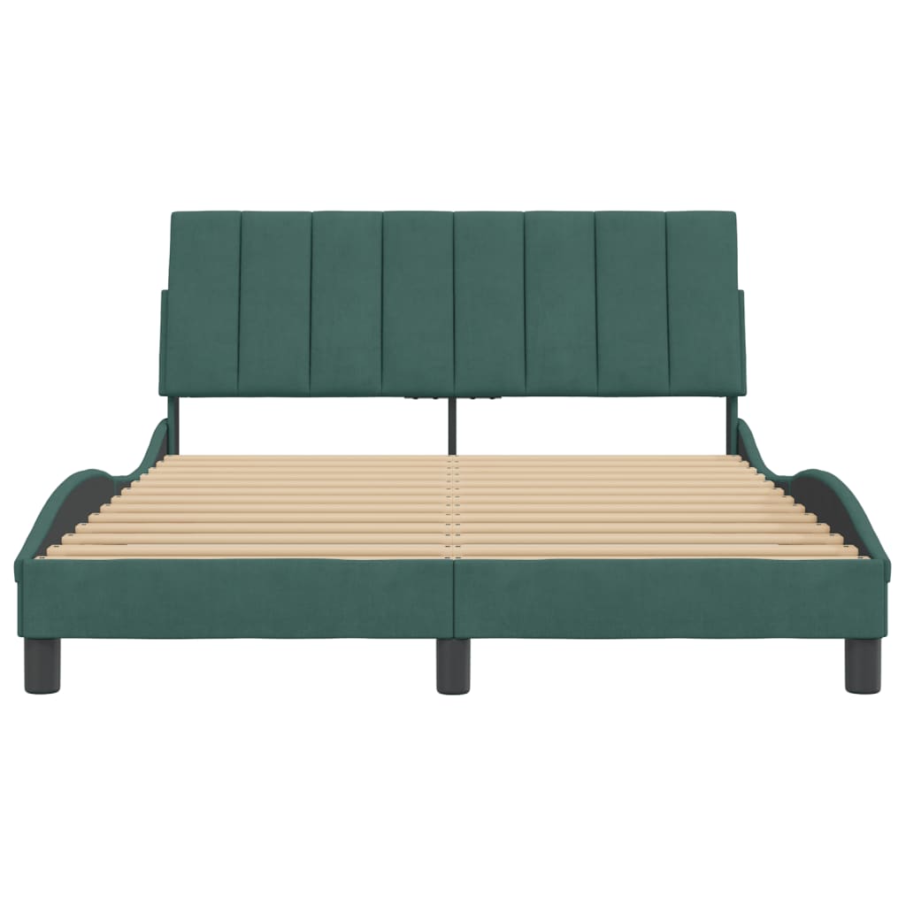 Bedframe zonder matras "Hanko" 140x190 cm fluweel donkergroen is nu te koop bij PeponiXL, paradijselijk wonen!