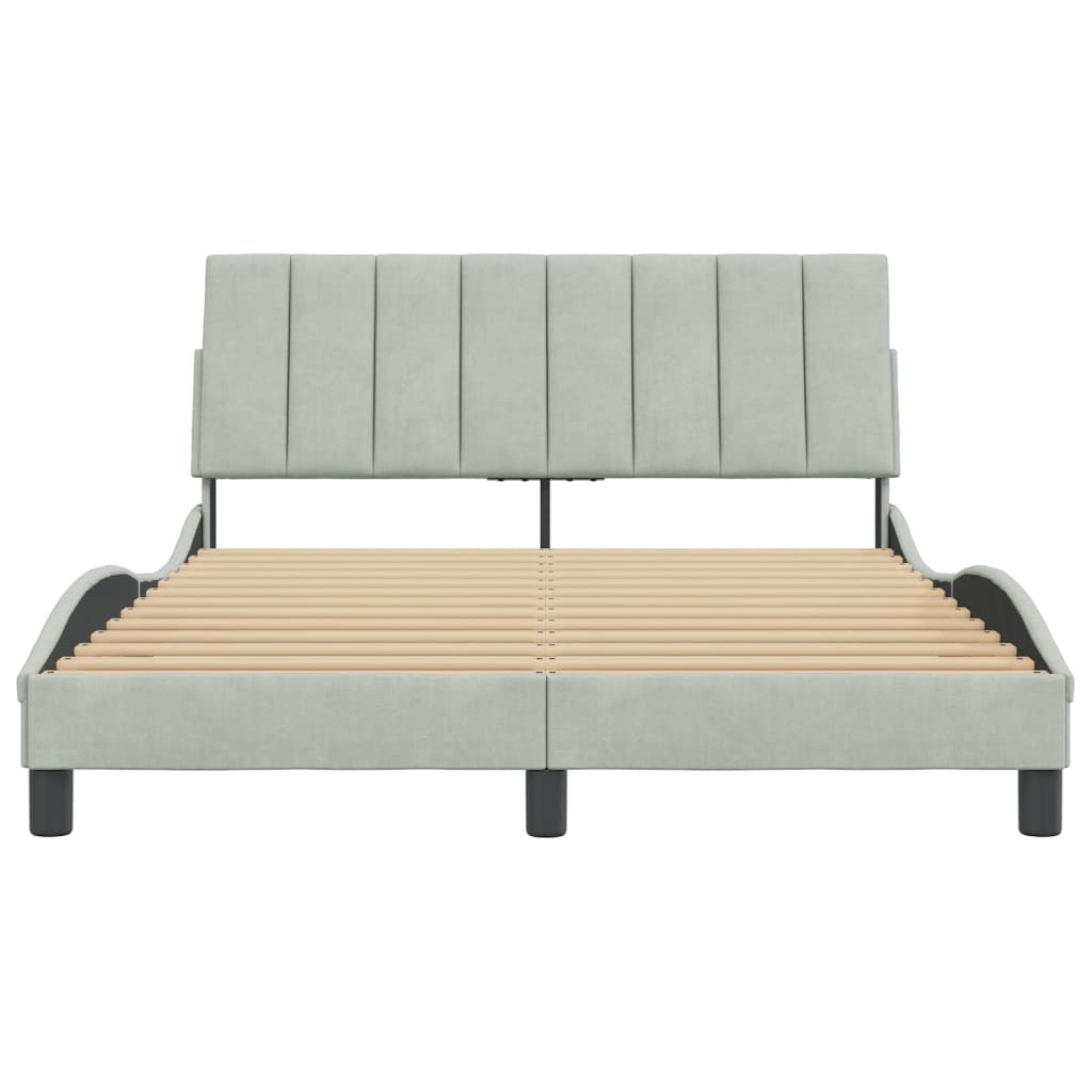 Bedframe zonder matras "Hanko" 140x200 cm fluweel lichtgrijs is nu te koop bij PeponiXL, paradijselijk wonen!