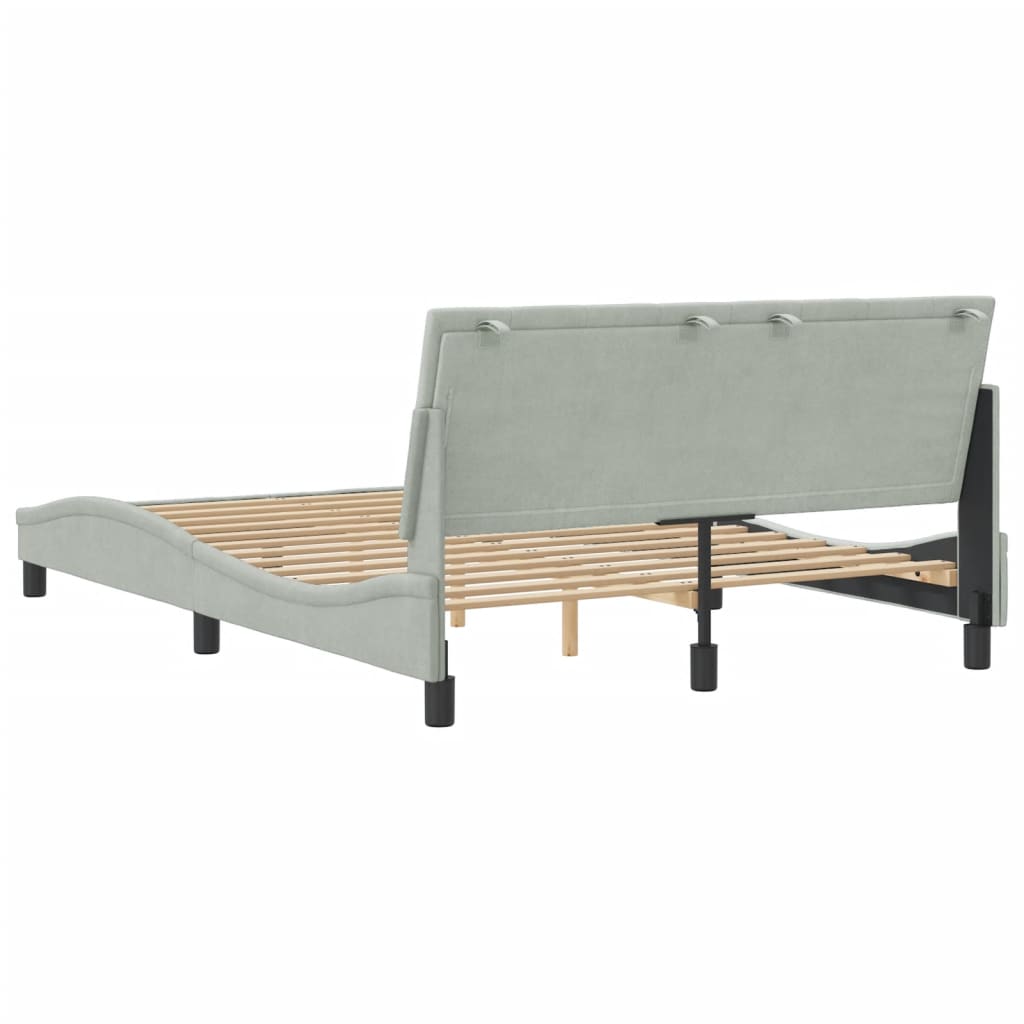 Bedframe zonder matras "Hanko" 140x200 cm fluweel lichtgrijs is nu te koop bij PeponiXL, paradijselijk wonen!
