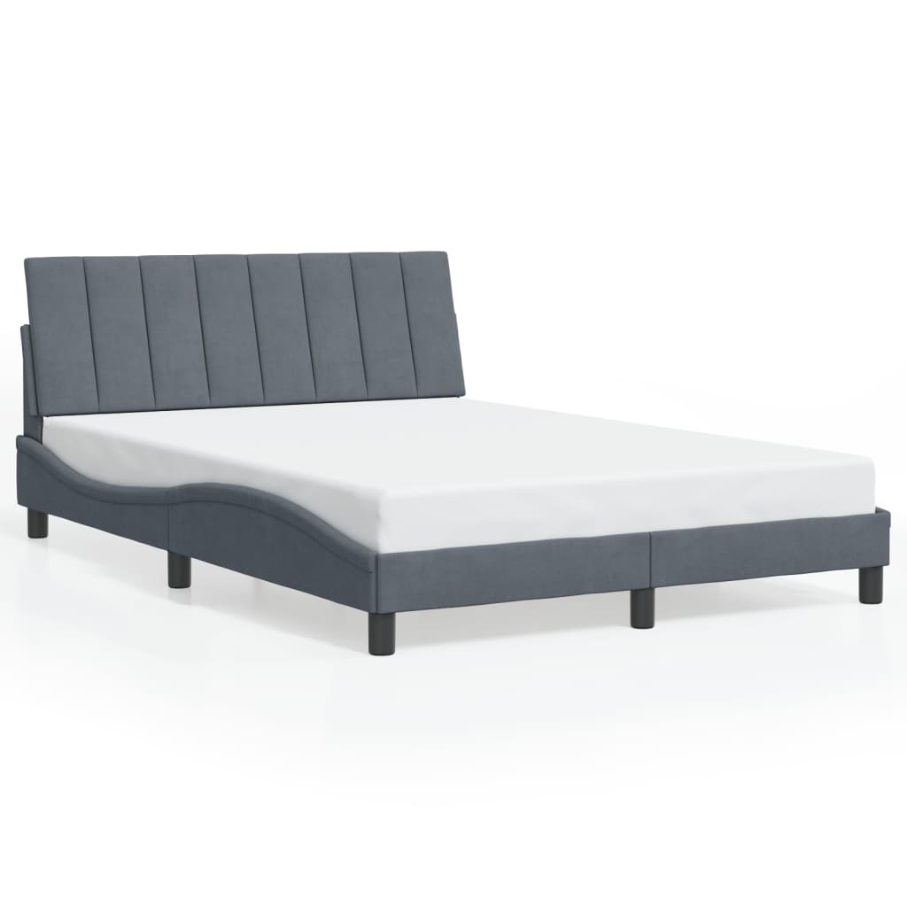 Bedframe zonder matras "Hanko" 140x200 cm fluweel donkergrijs is nu te koop bij PeponiXL, paradijselijk wonen!