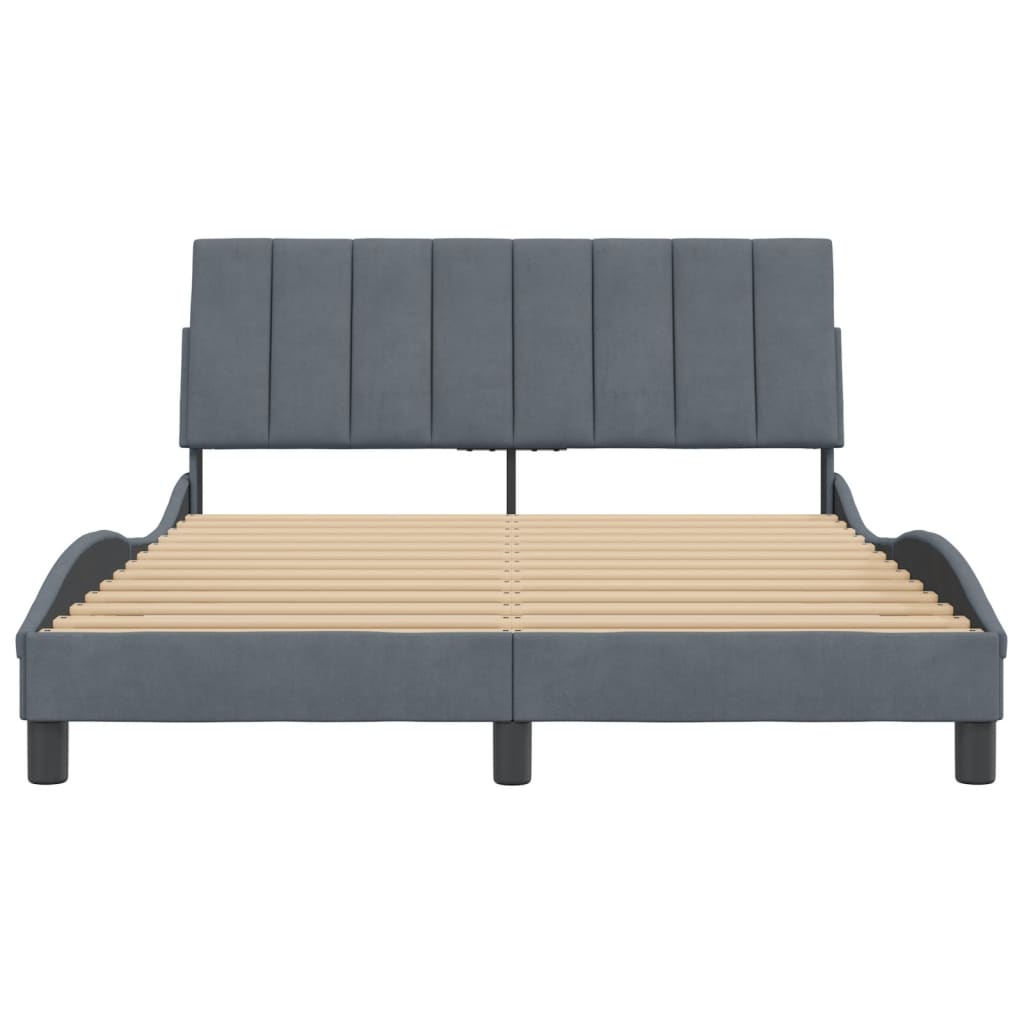 Bedframe zonder matras "Hanko" 140x200 cm fluweel donkergrijs is nu te koop bij PeponiXL, paradijselijk wonen!