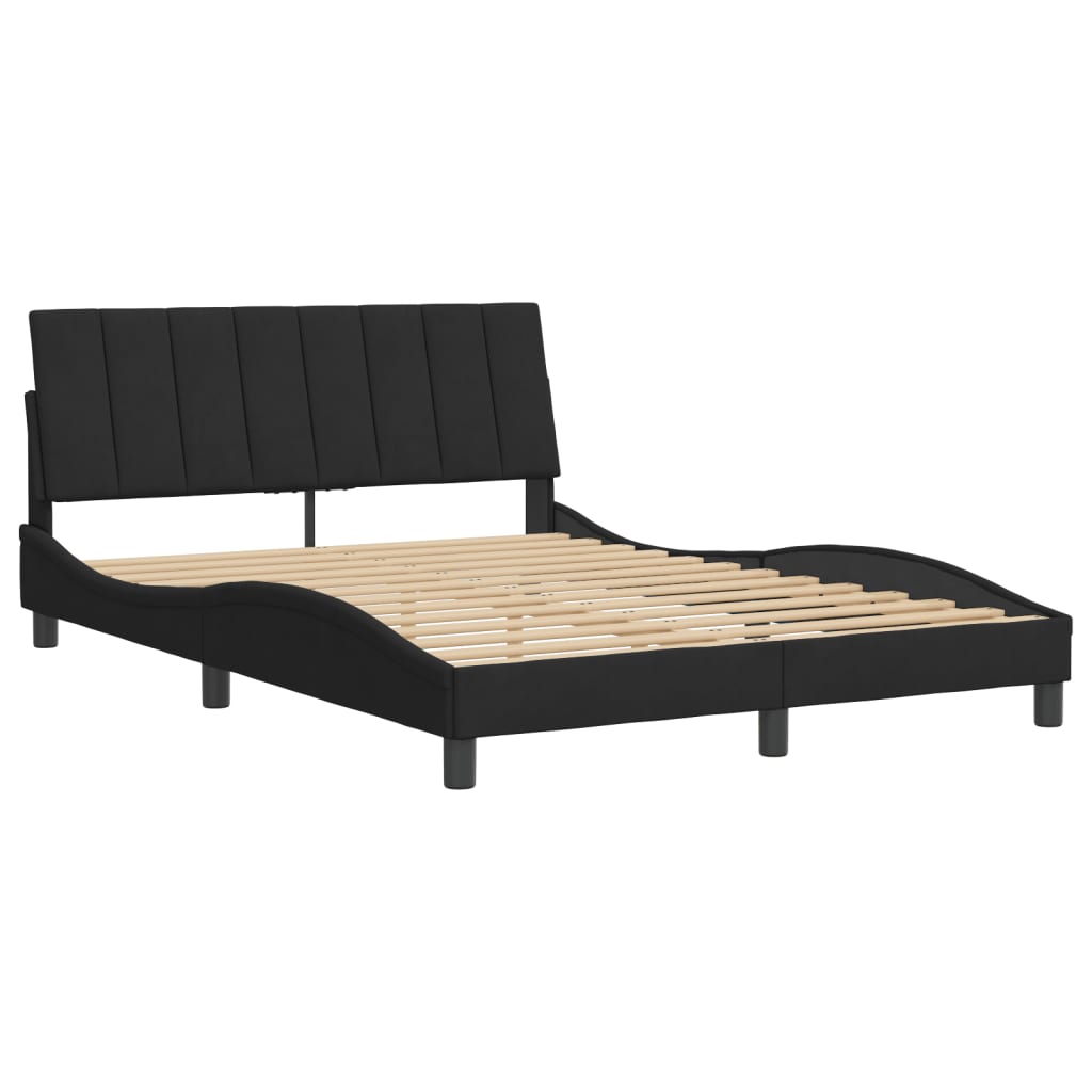 Bedframe zonder matras "Hanko" 140x200 cm fluweel zwart is nu te koop bij PeponiXL, paradijselijk wonen!