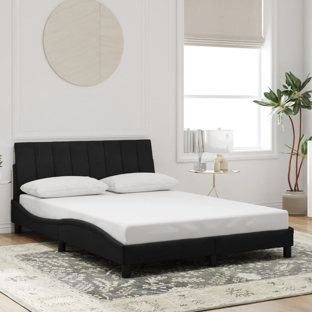 Bedframe zonder matras "Hanko" 140x200 cm fluweel zwart is nu te koop bij PeponiXL, paradijselijk wonen!