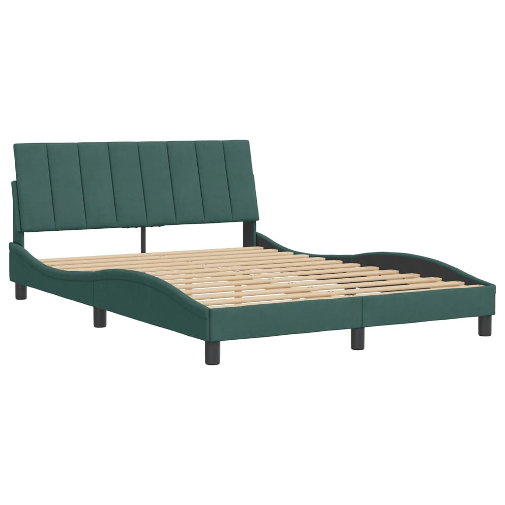 Bedframe zonder matras "Hanko" 140x200 cm fluweel donkergroen is nu te koop bij PeponiXL, paradijselijk wonen!
