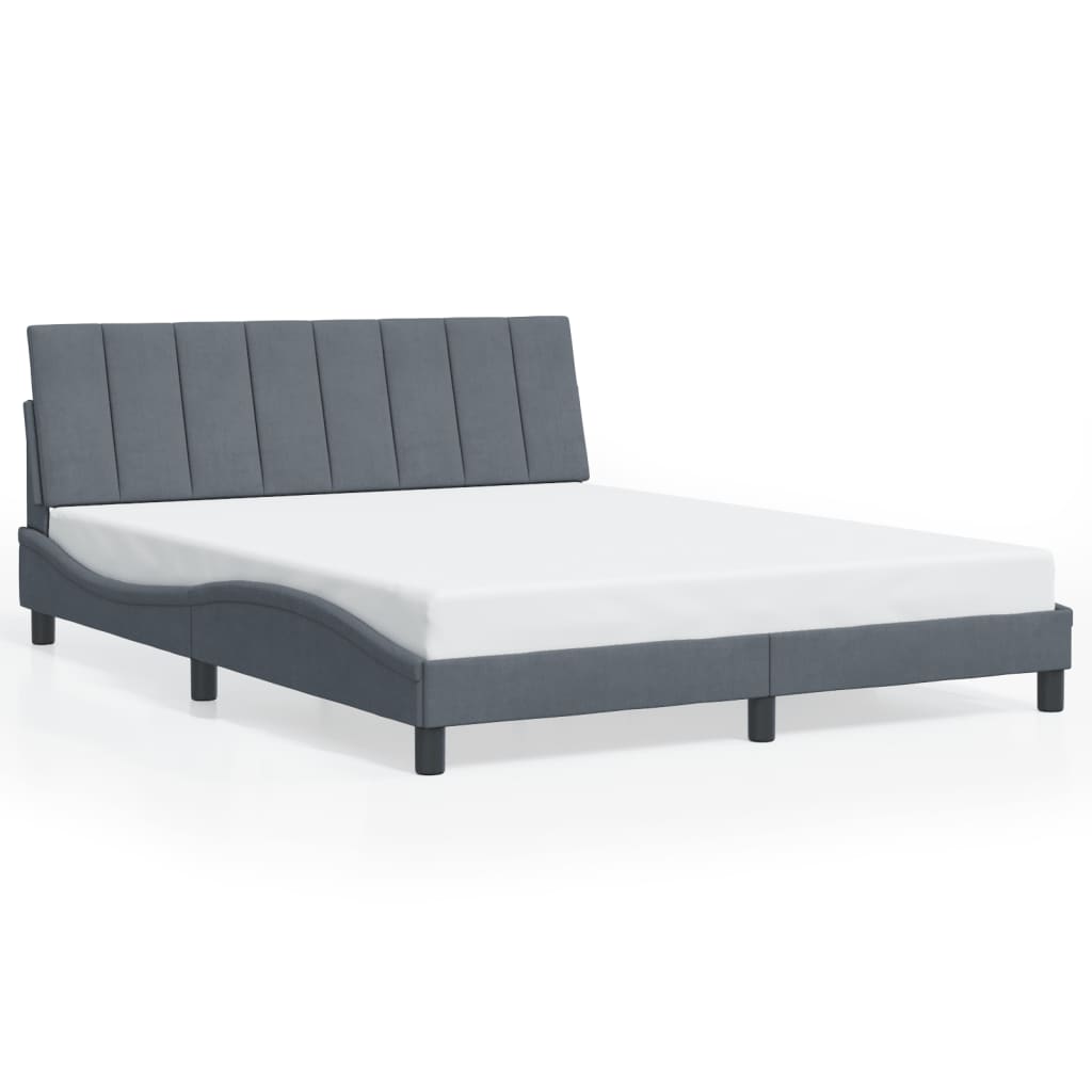 Bedframe zonder matras "Hanko" 160x200 cm fluweel donkergrijs is nu te koop bij PeponiXL, paradijselijk wonen!