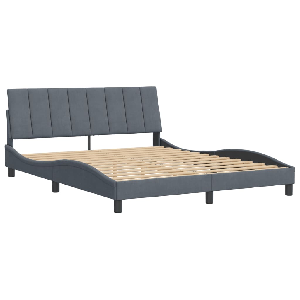 Bedframe zonder matras "Hanko" 160x200 cm fluweel donkergrijs is nu te koop bij PeponiXL, paradijselijk wonen!
