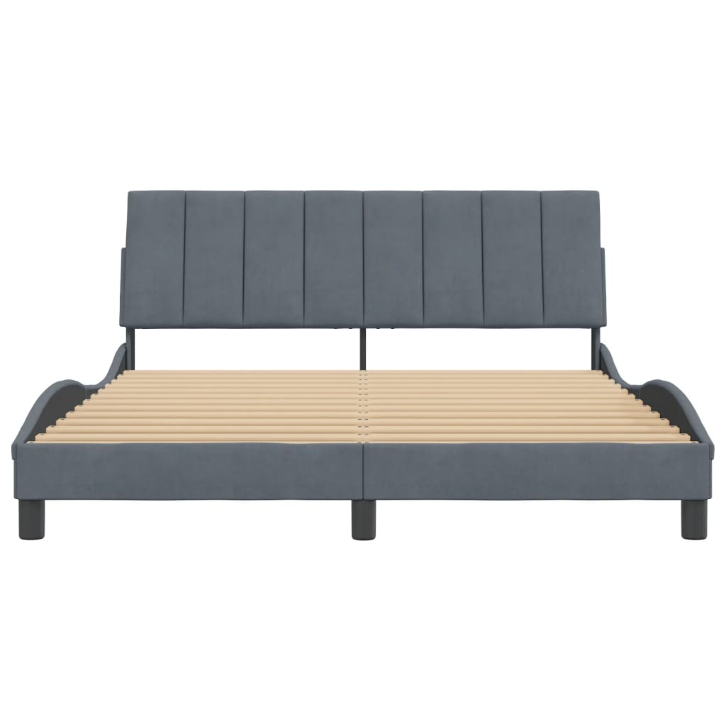 Bedframe zonder matras "Hanko" 160x200 cm fluweel donkergrijs is nu te koop bij PeponiXL, paradijselijk wonen!