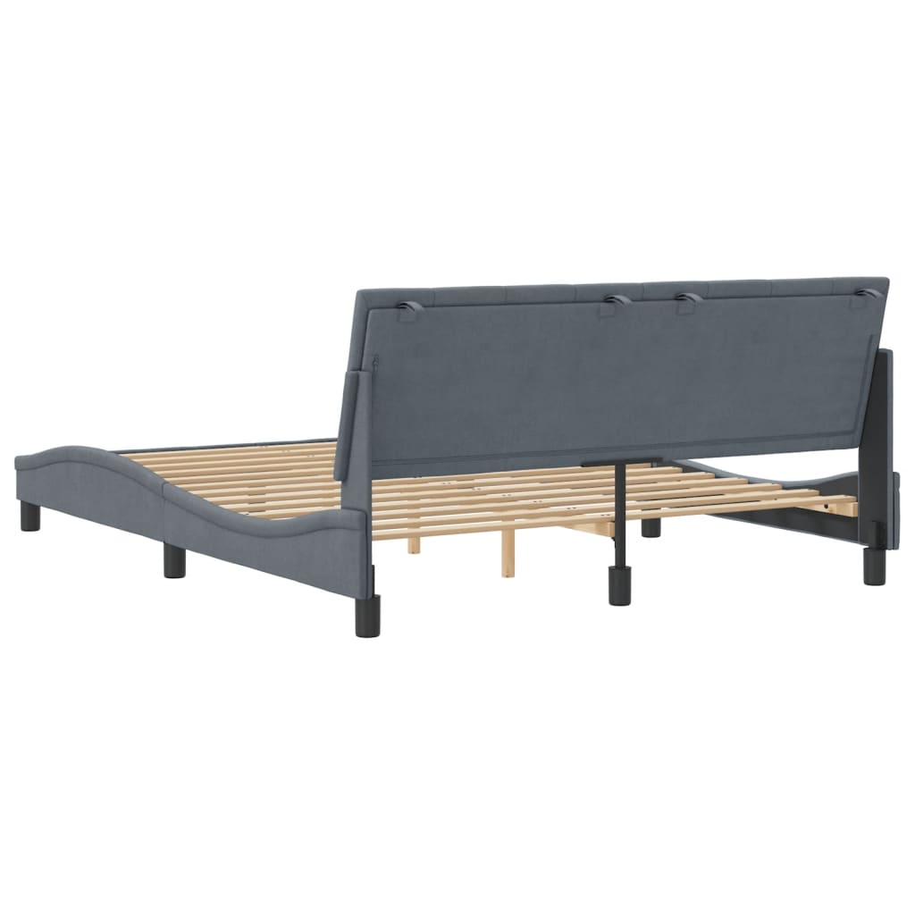Bedframe zonder matras "Hanko" 160x200 cm fluweel donkergrijs is nu te koop bij PeponiXL, paradijselijk wonen!