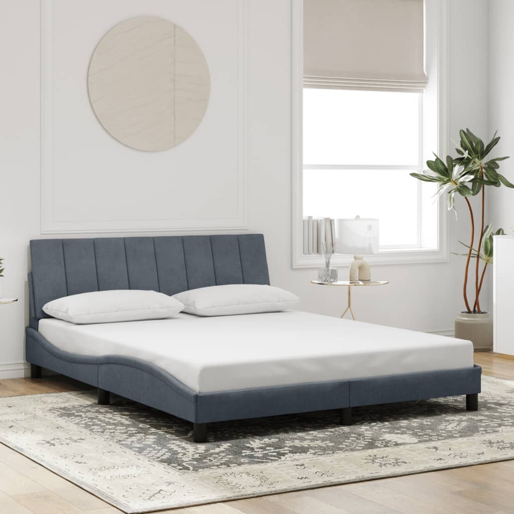 Bedframe zonder matras "Hanko" 160x200 cm fluweel donkergrijs is nu te koop bij PeponiXL, paradijselijk wonen!