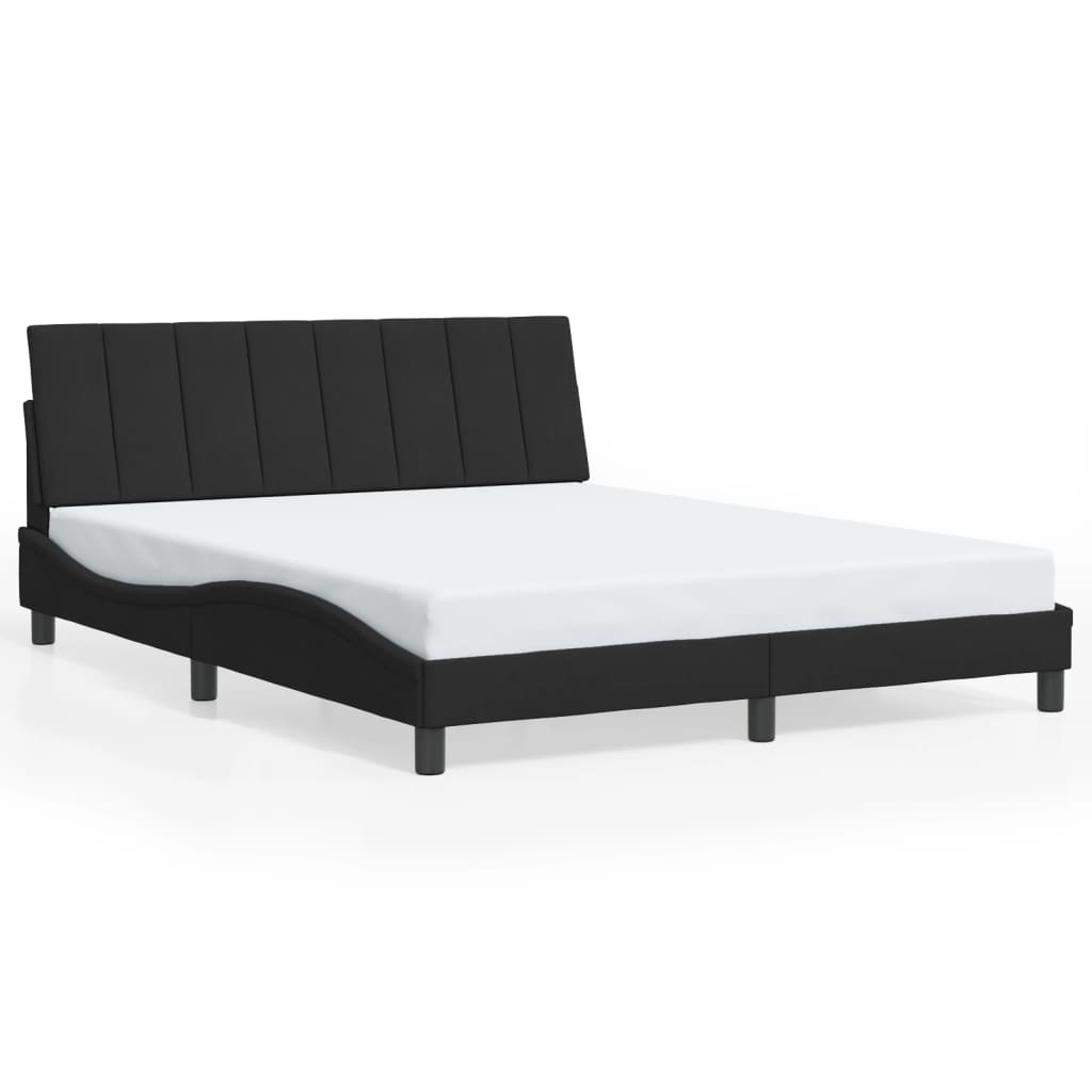 Bedframe zonder matras "Hanko" 160x200 cm fluweel zwart is nu te koop bij PeponiXL, paradijselijk wonen!