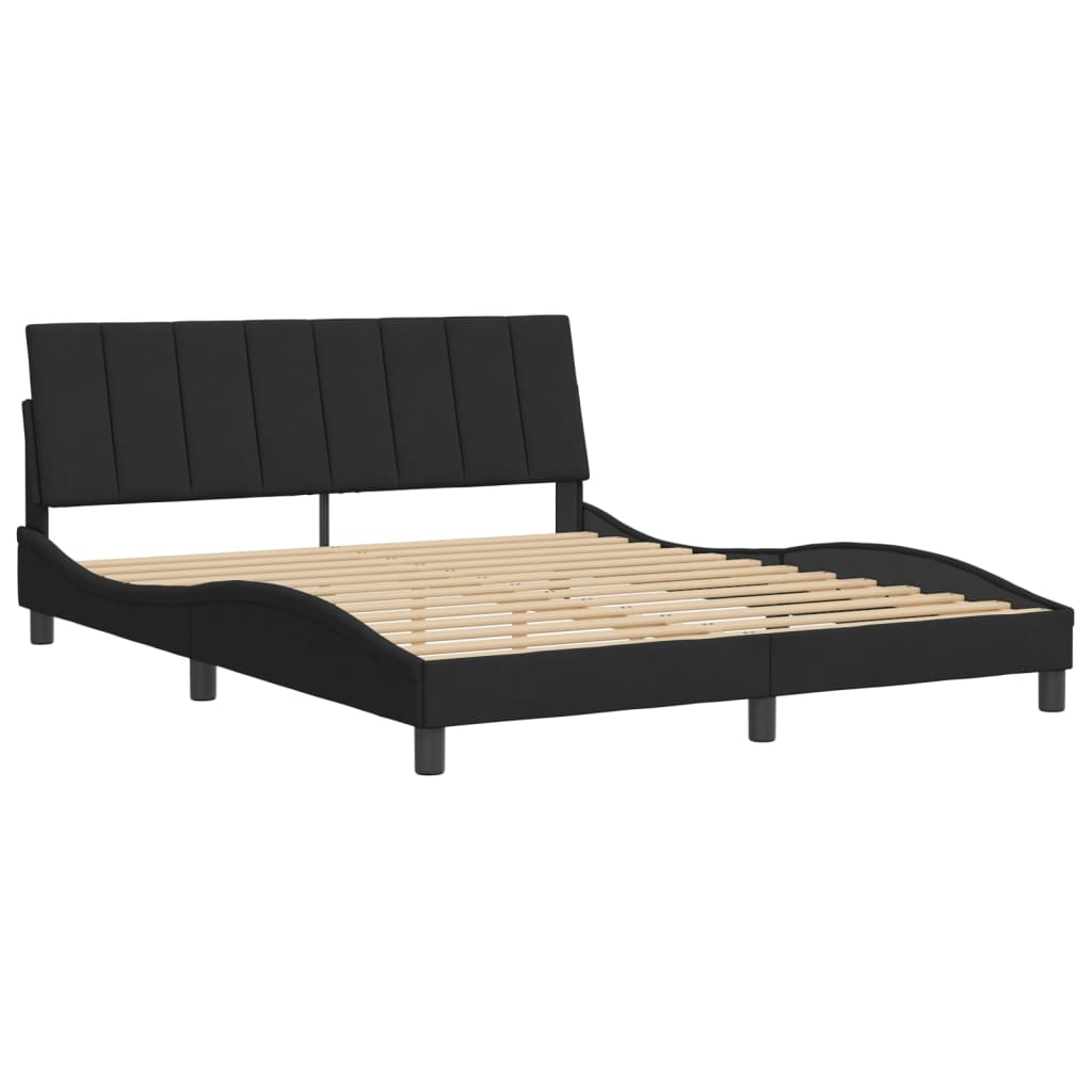 Bedframe zonder matras "Hanko" 160x200 cm fluweel zwart is nu te koop bij PeponiXL, paradijselijk wonen!
