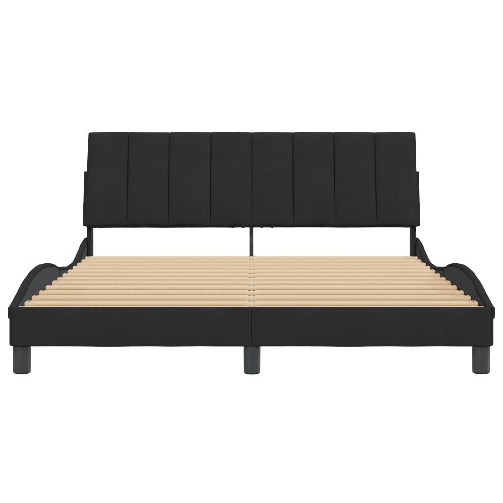 Bedframe zonder matras "Hanko" 160x200 cm fluweel zwart is nu te koop bij PeponiXL, paradijselijk wonen!
