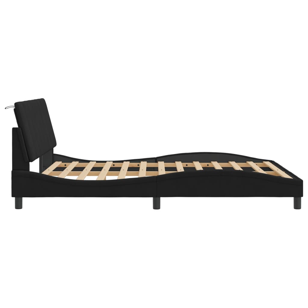 Bedframe zonder matras "Hanko" 160x200 cm fluweel zwart is nu te koop bij PeponiXL, paradijselijk wonen!