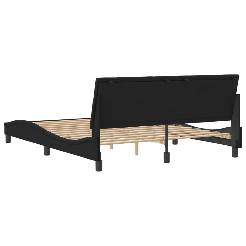 Bedframe zonder matras "Hanko" 160x200 cm fluweel zwart is nu te koop bij PeponiXL, paradijselijk wonen!