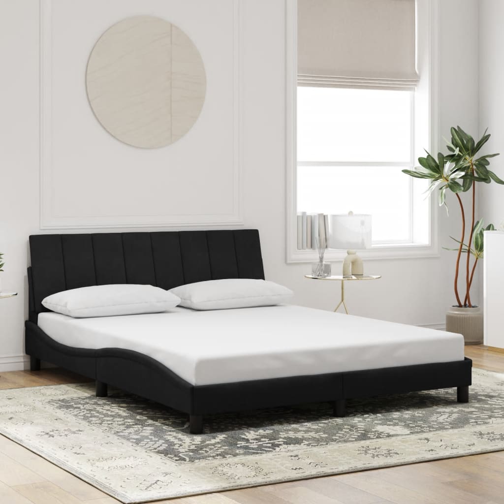Bedframe zonder matras "Hanko" 160x200 cm fluweel zwart is nu te koop bij PeponiXL, paradijselijk wonen!