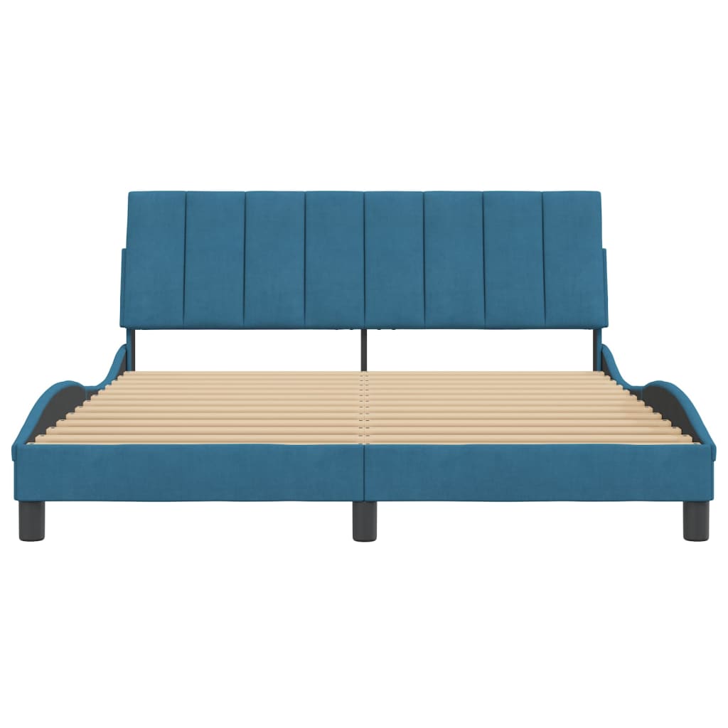 Bedframe zonder matras "Hanko" fluweel blauw 160x200 cm is nu te koop bij PeponiXL, paradijselijk wonen!