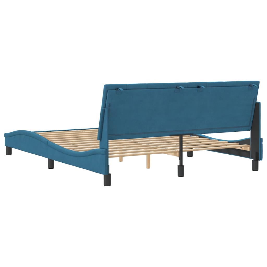 Bedframe zonder matras "Hanko" fluweel blauw 160x200 cm is nu te koop bij PeponiXL, paradijselijk wonen!
